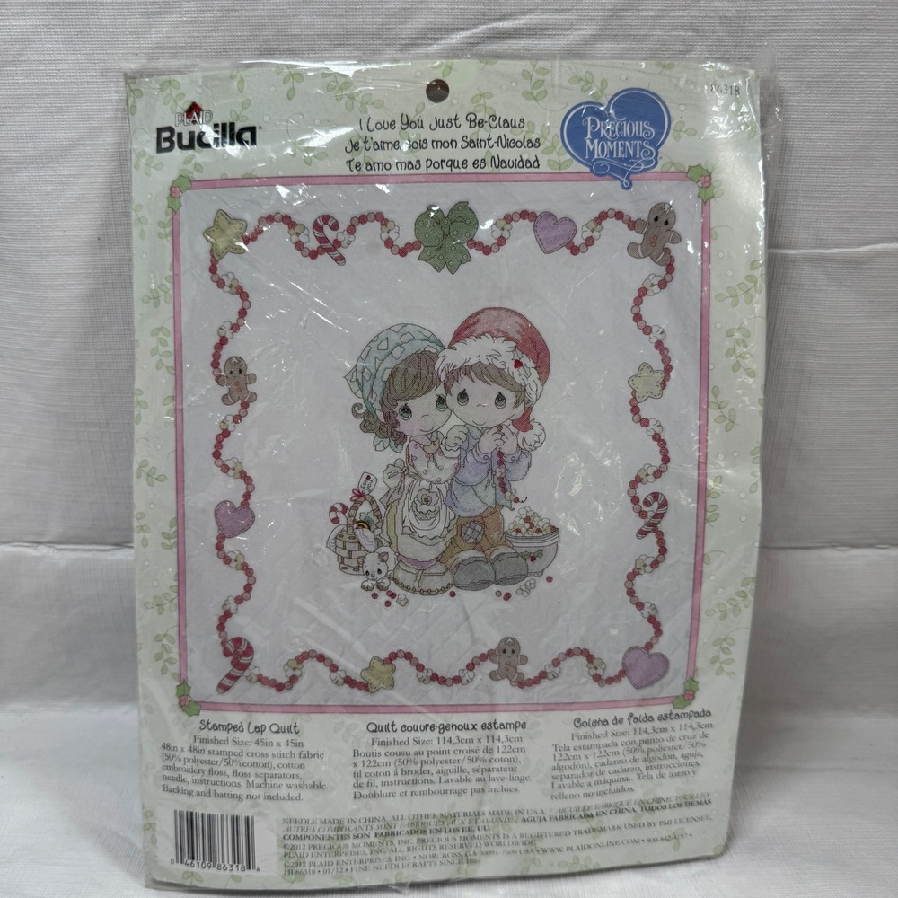 Bucilla Precious Moments I Love You Just Be-Claus Stamped Lap Quilt Kit 86318